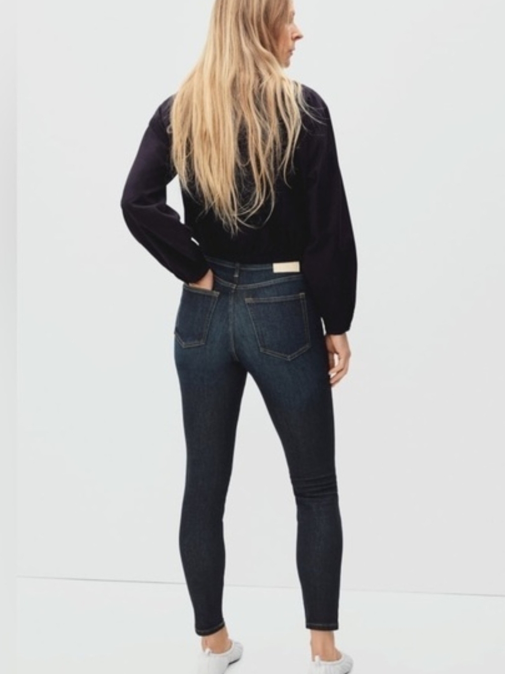 Everlane Dark Indigo High-Rise Clean Denim Skinny Regular Jeans Deep Blue Wash - Picture 4 of 12